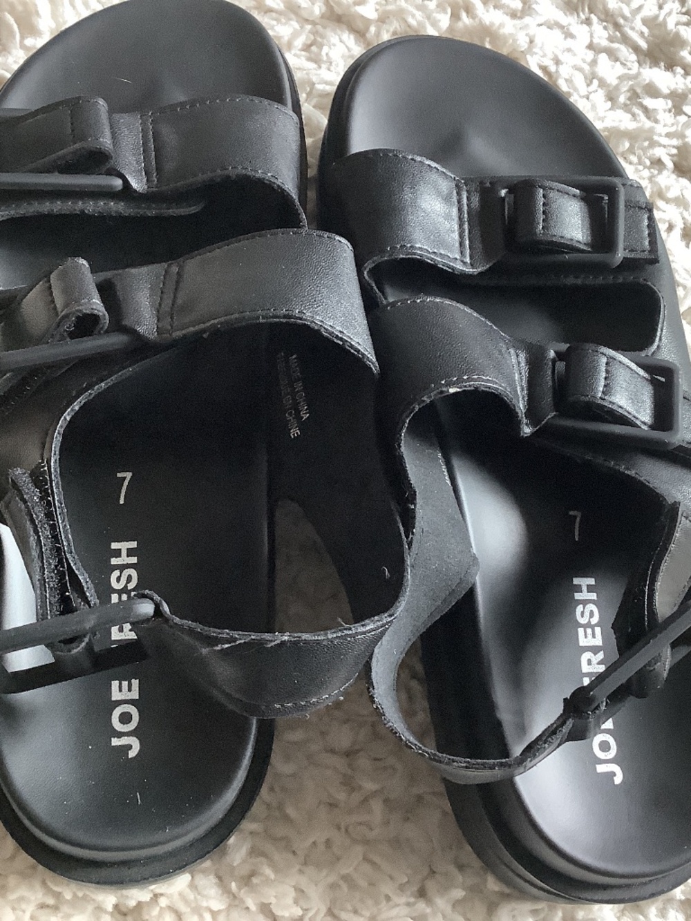 Black double buckle sandal
